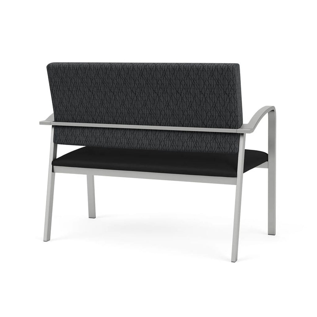 Silver/Black Polyurethane Reception Loveseat X2992