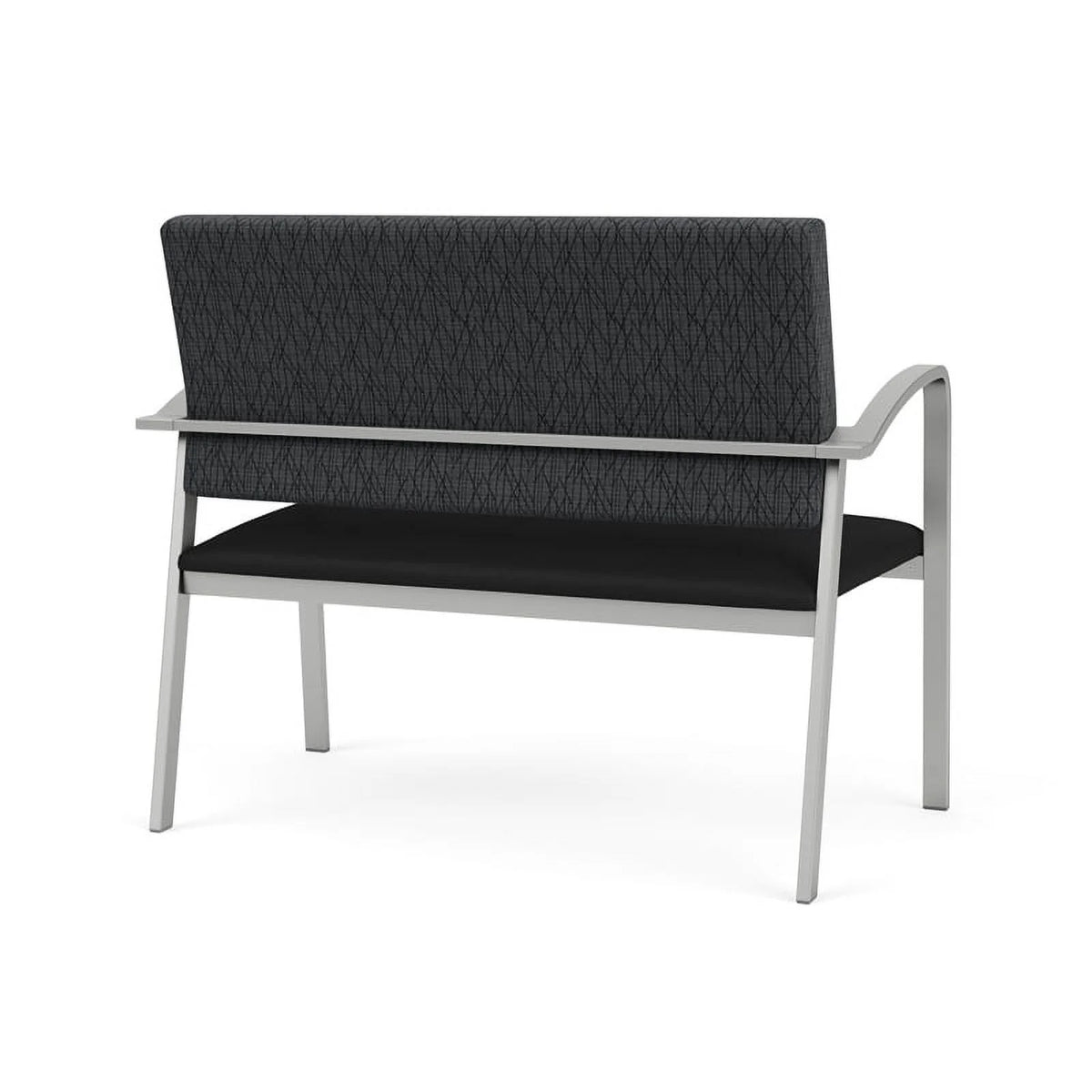 Silver/Black Polyurethane Reception Loveseat X2992
