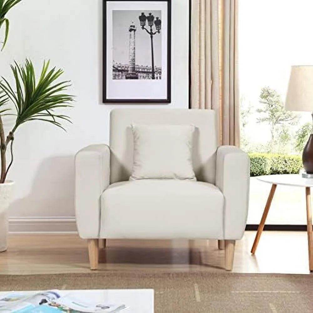 Gray Polyester Accent Chair with Toss Pillow M348