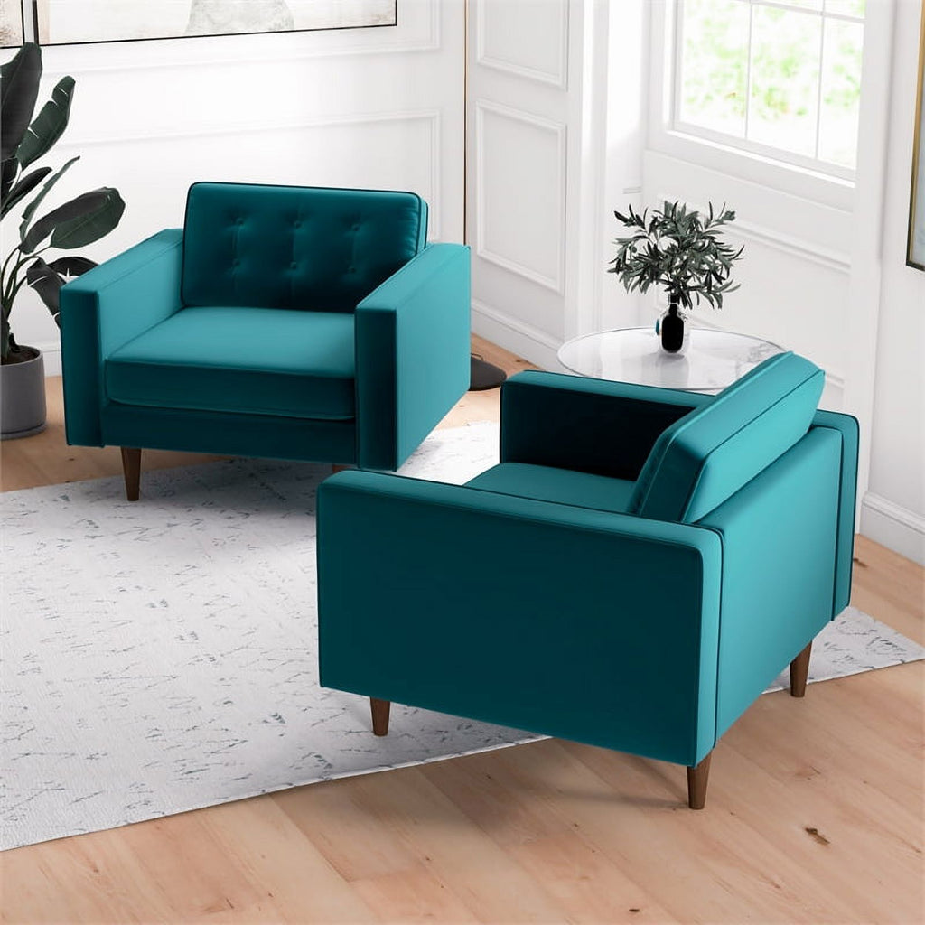 Turquoise Velvet Lounge Chair (Set of 2) R772
