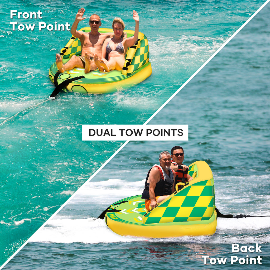 Green Inflatable Towable Tube with Foam Seats & Handles X710