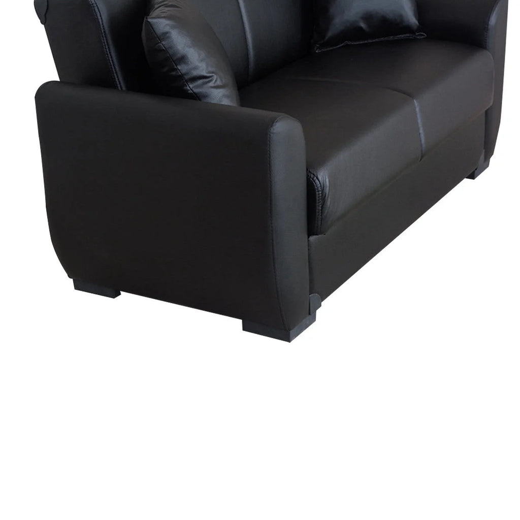 Black PU Leather Loveseat T52716