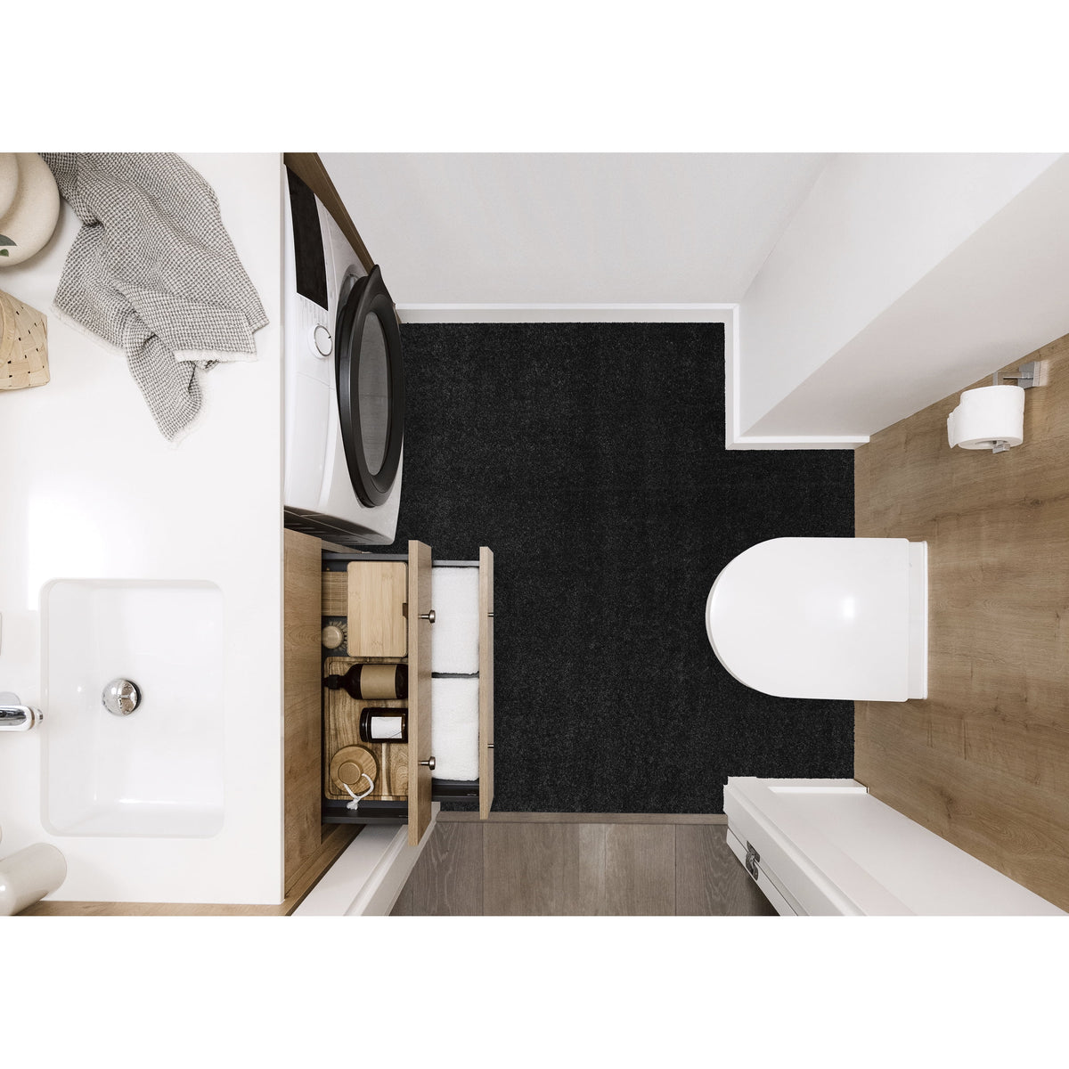 Black 6 ft. x 9 ft. Bathroom Carpet B675