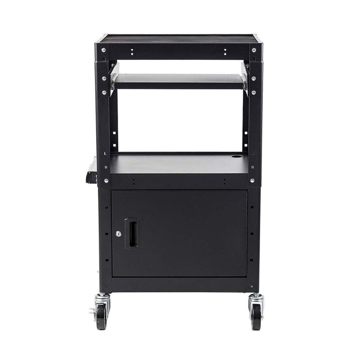 Black Metal Rolling Storage Cart with Adjustable Shelves N4450