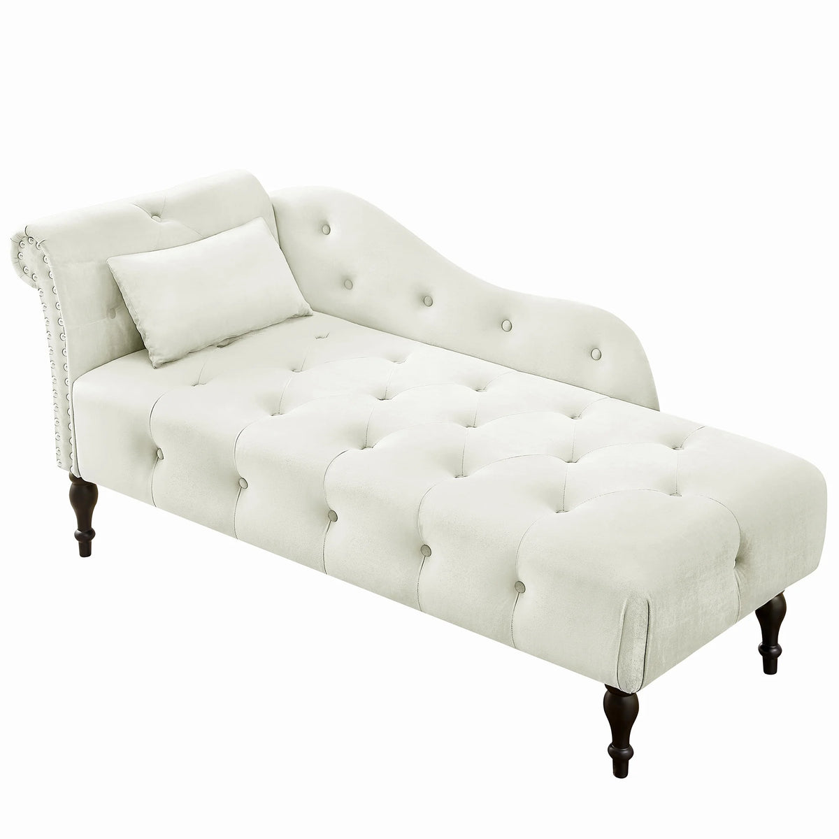 Velvet Tufted Chaise Lounge with Pillow U160942