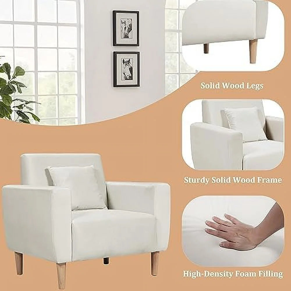Gray Polyester Accent Chair with Toss Pillow M348