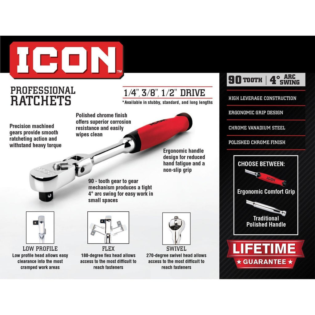 1/2 in. Drive Flex Head Ratchet Q898