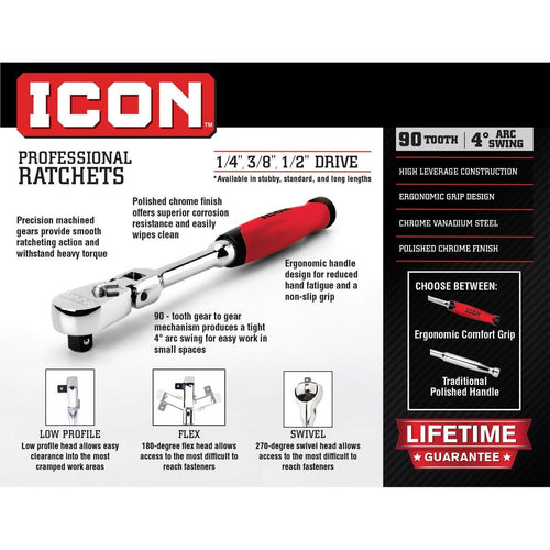 1/2 in. Drive Flex Head Ratchet Q898