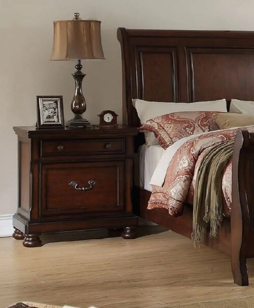Cherry Veneer 6pc Cal King Size Bedroom Furniture Set G434