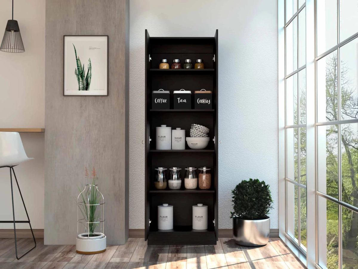 Dark Brown & Black Double Door Cabinet M229511
