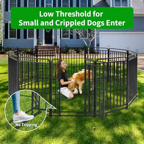 Heavy Duty 12 Panels Dog Playpen 47" Height Snowy Black C2616