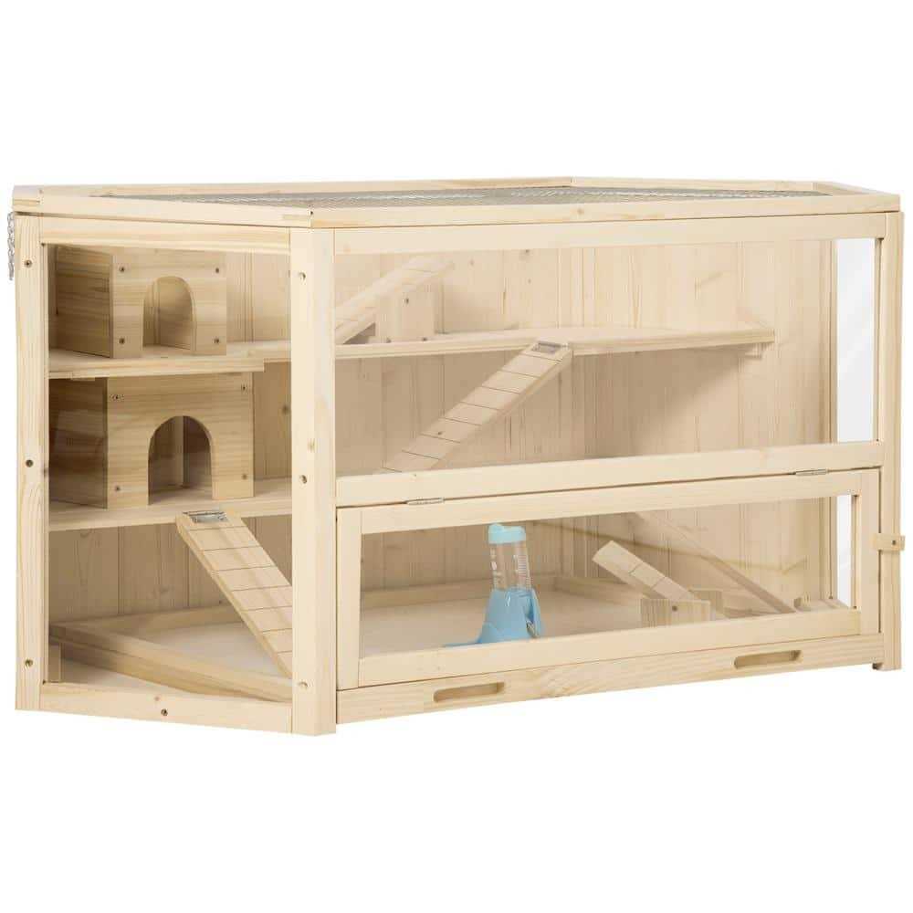 3 Tier Wooden Hamster Cage Small Animal House with Slide O42633