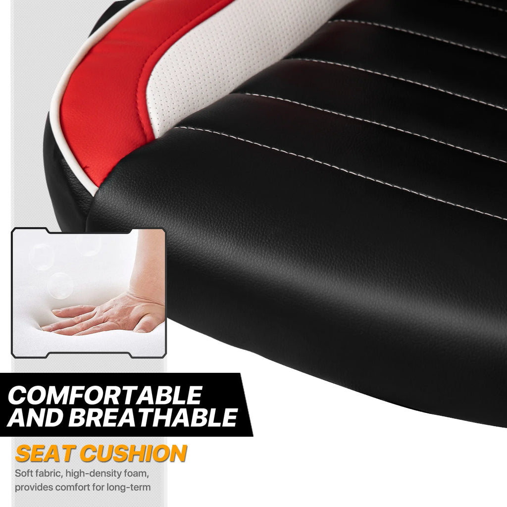 Red Leather High-Back Swivel Gaming Chair with PVC Mat V5927
