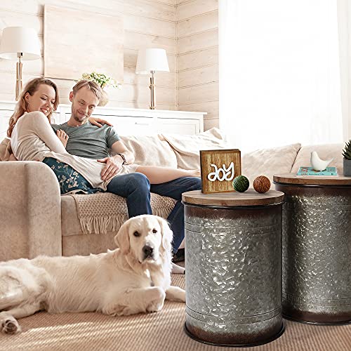 Galvanized Metal Storage Ottoman Side Table P18198