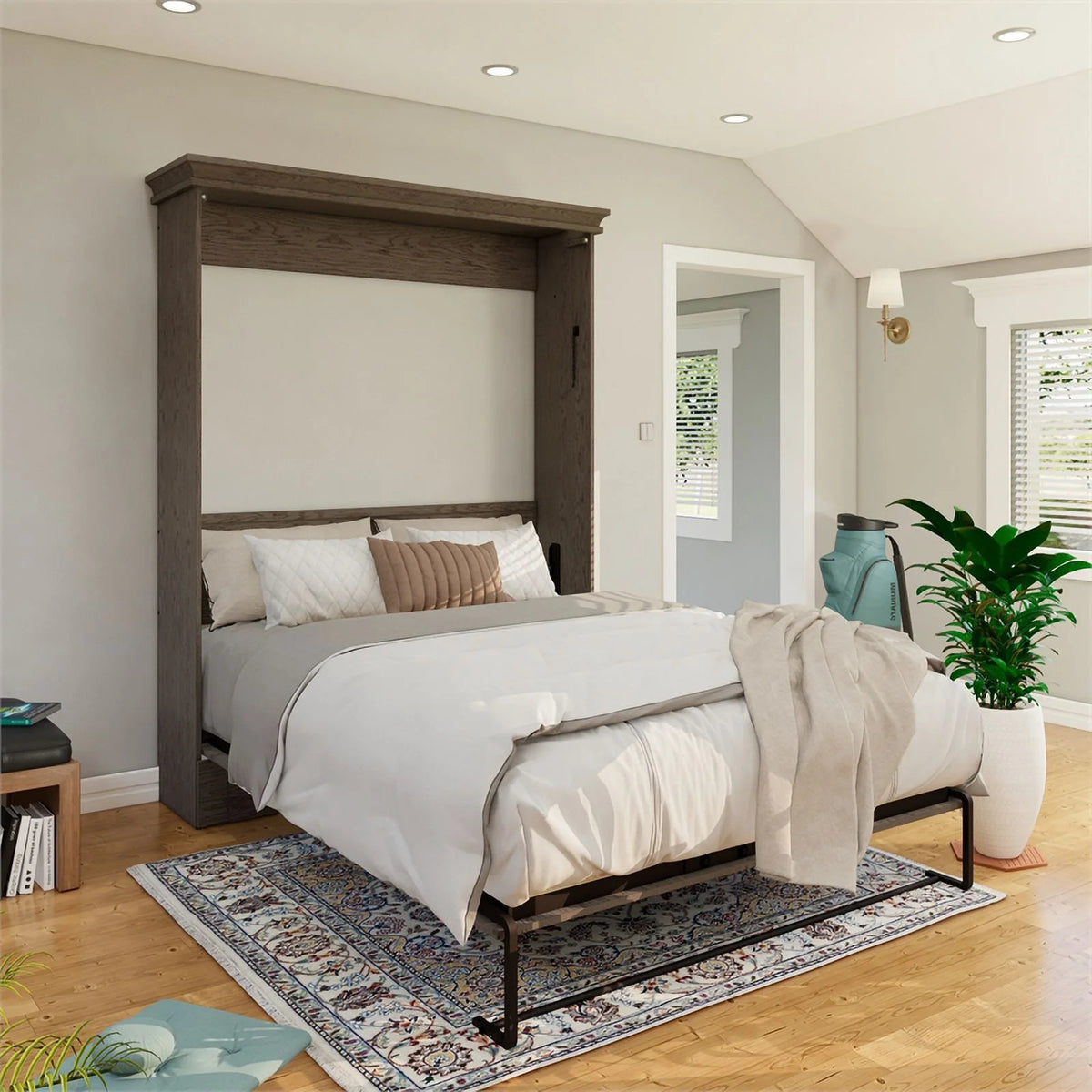 Queen Solid Wood Murphy Wall Bed H804