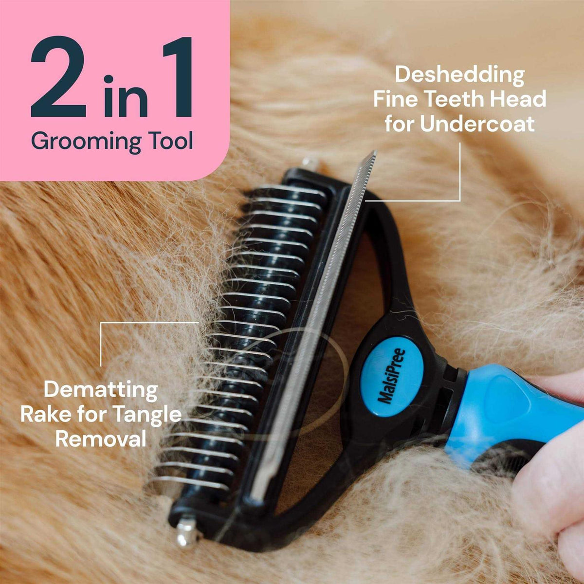 2 in 1 Deshedding Tool and Undercoat Rake Y6449