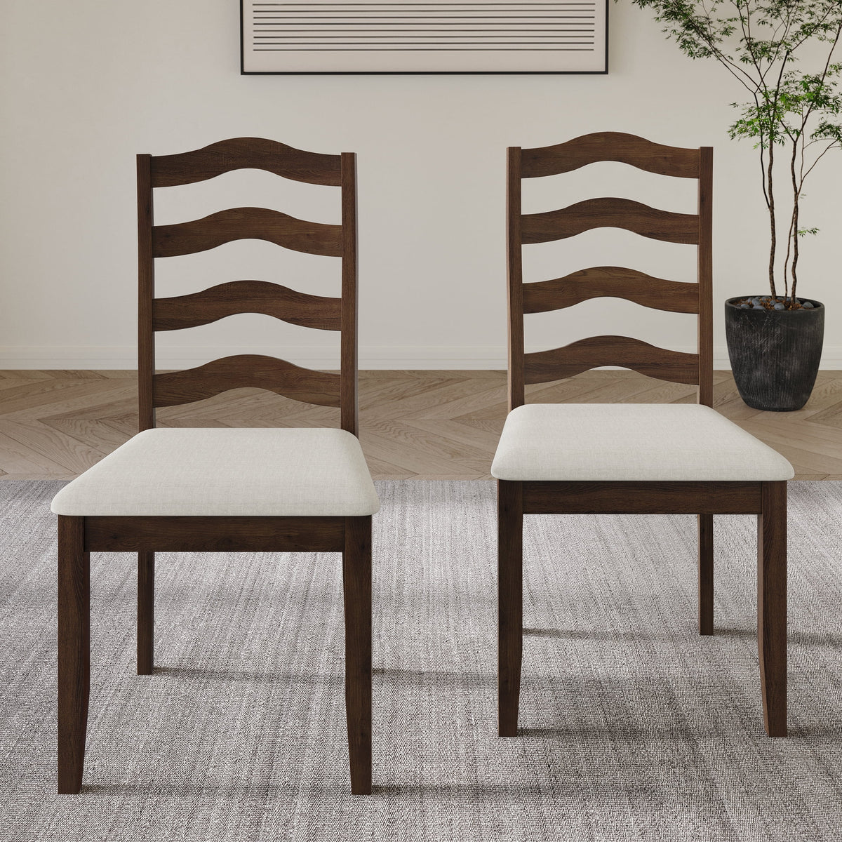 Brown Wooden Dining Chair Set of 2 C217457