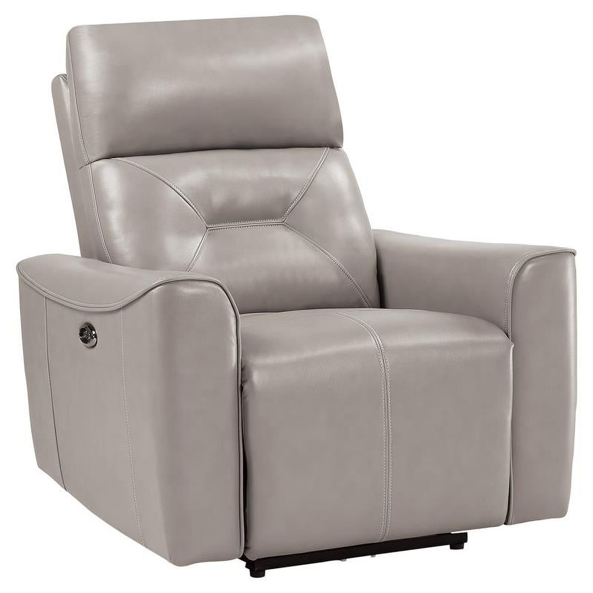 Faux Leather Power Reclining Chair with USB Port in Light Gray G5651