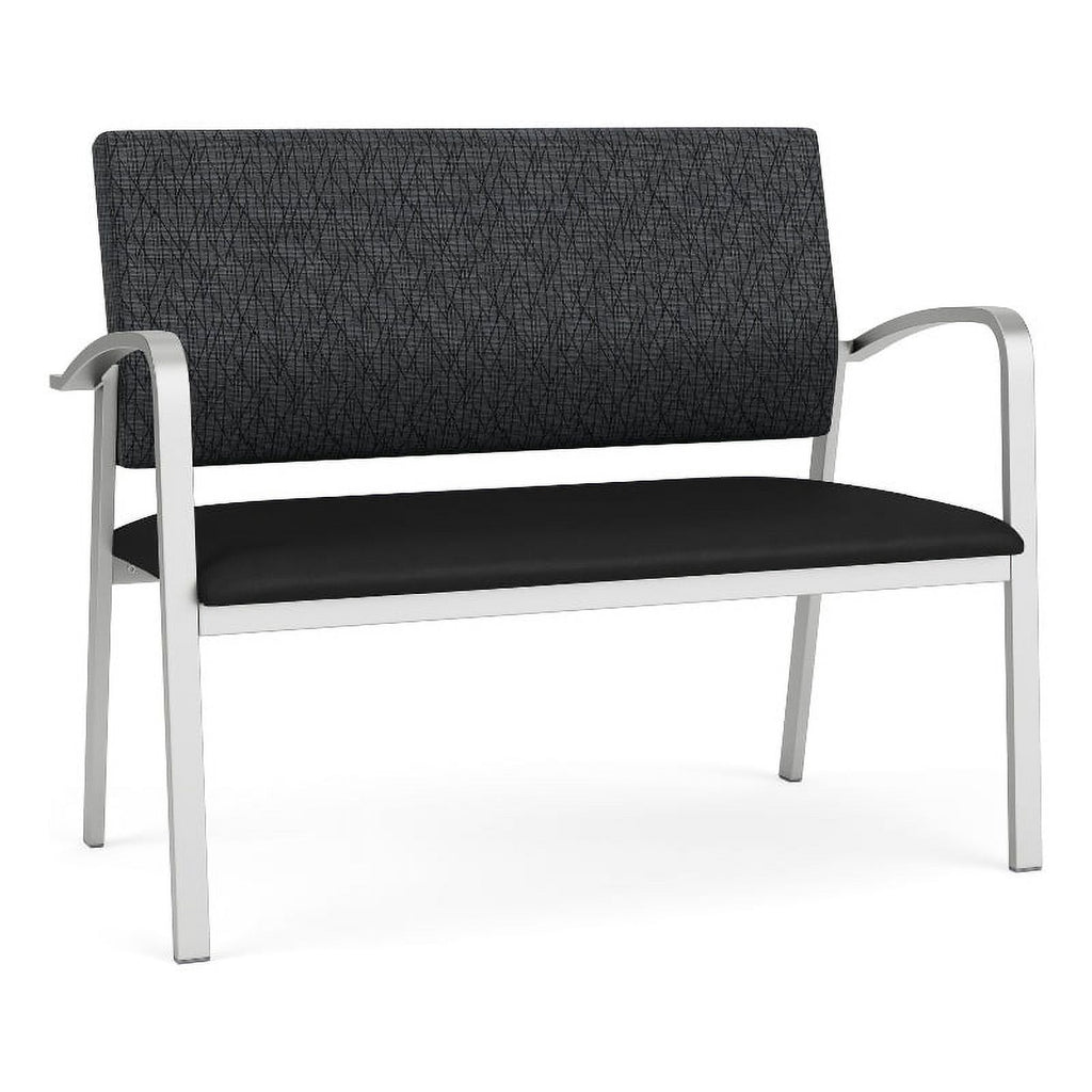 Silver/Black Polyurethane Reception Loveseat X2992