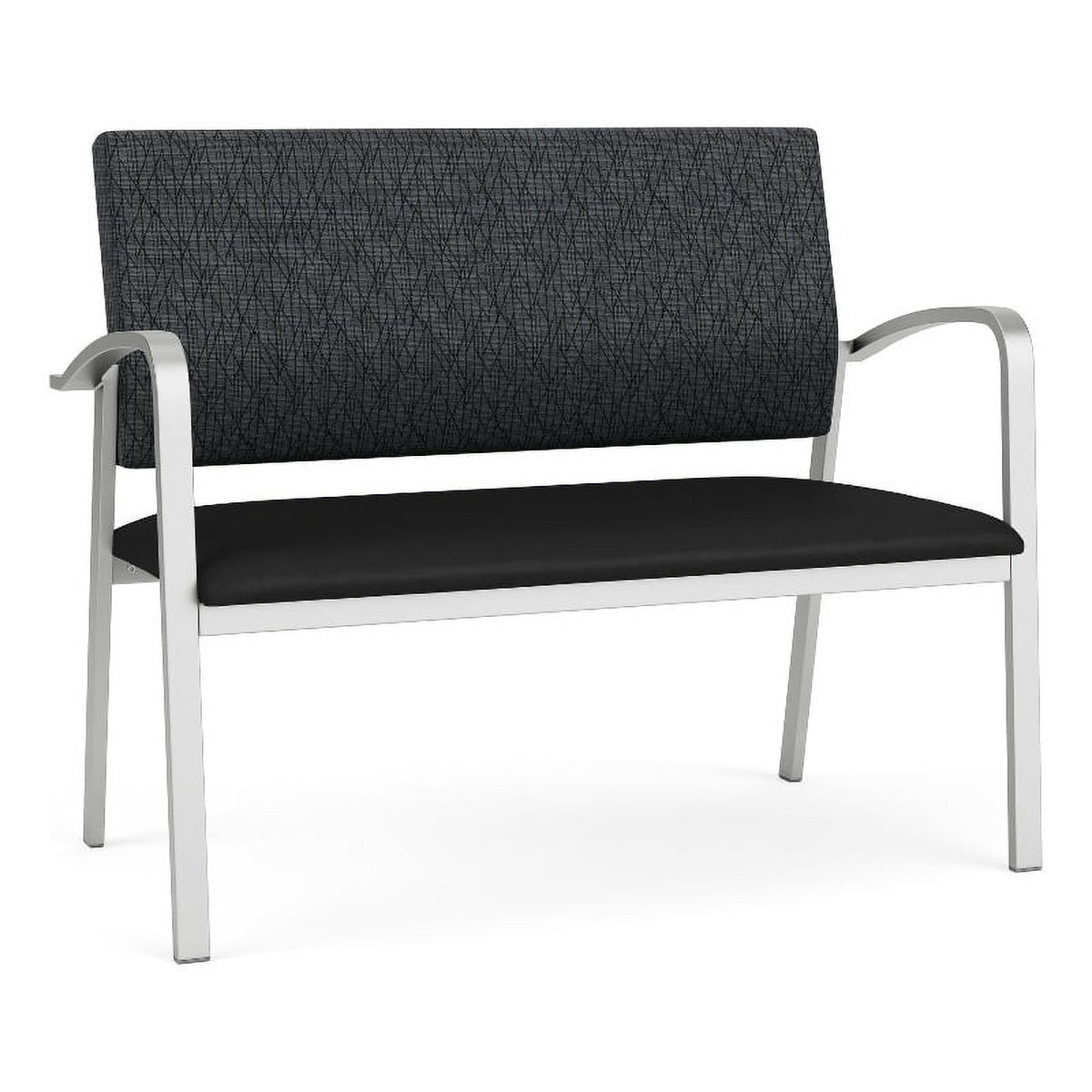 Silver/Black Polyurethane Reception Loveseat X2992