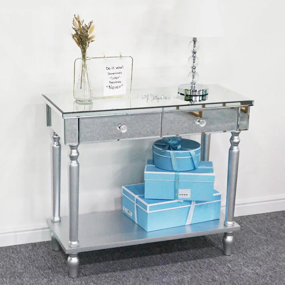 Mirrored Console Table with Drawers and Shelf P1908