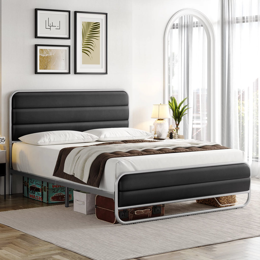 Full PU Leather Upholstered Platform Bed Frame C9370