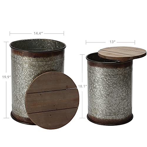 Galvanized Metal Storage Ottoman Side Table P18198