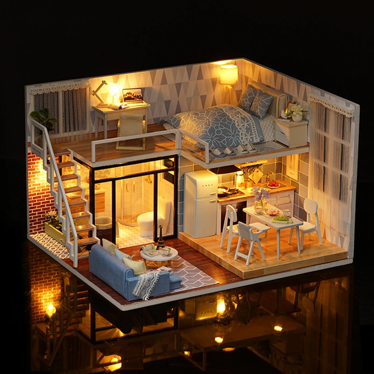 White Room Wooden DIY Dollhouse Furniture Kit J43266