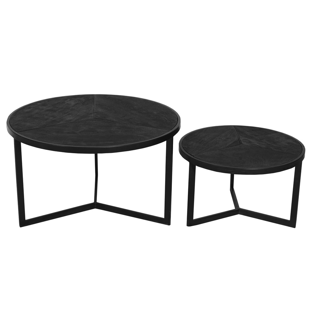 Round Nesting Coffee Table Set Of 2 Mango Wood H949399