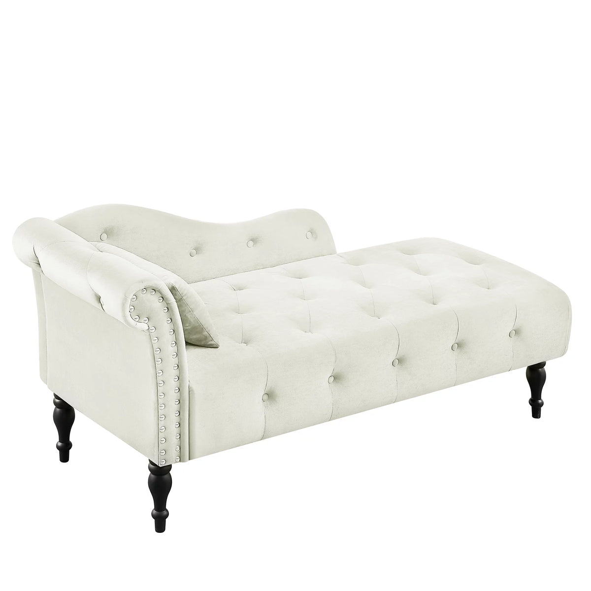 Velvet Tufted Chaise Lounge with Pillow U160942
