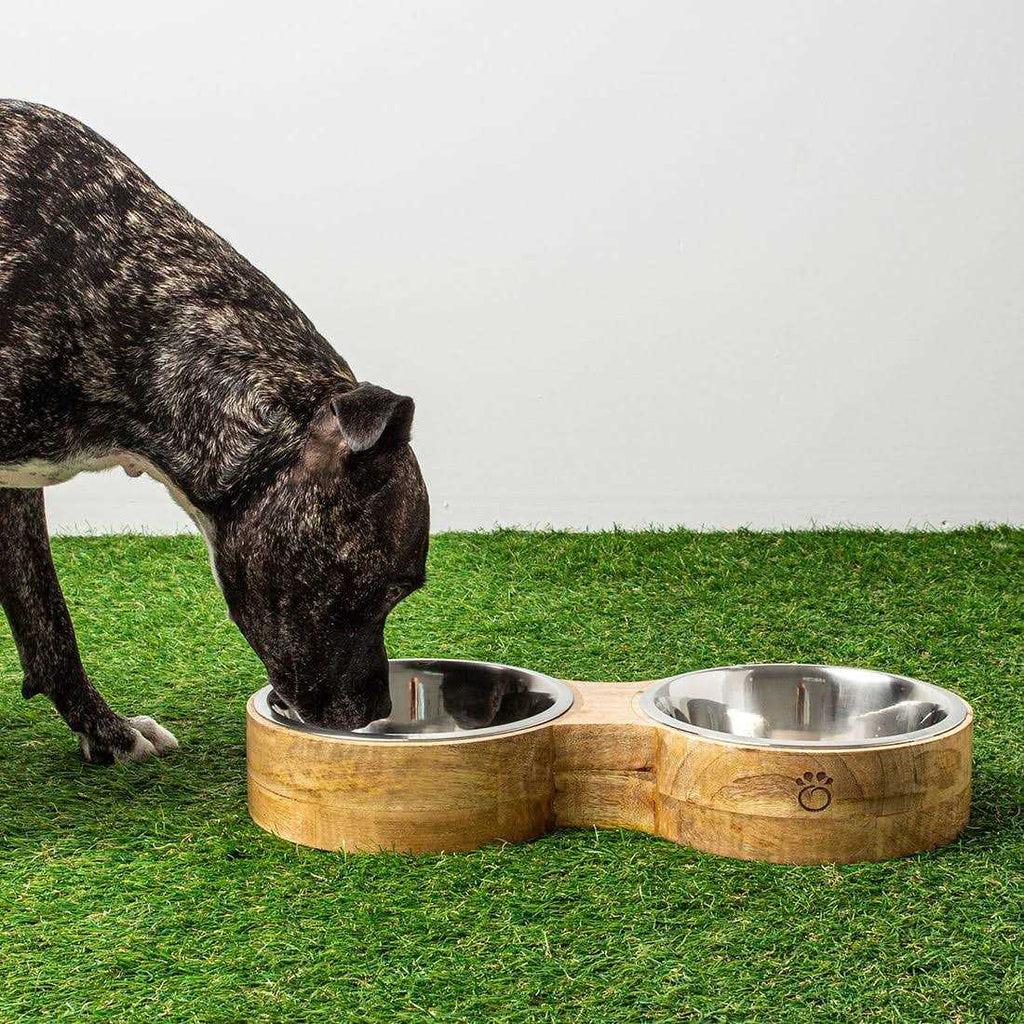 Wood & Metal Pet Feeder Y20626