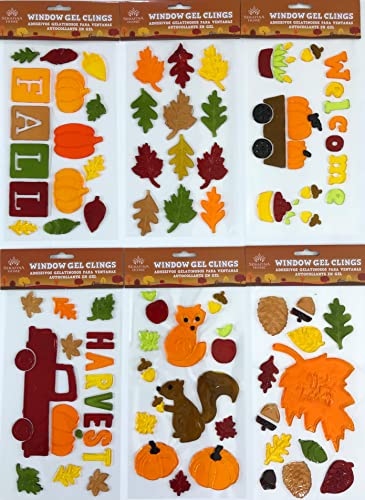 Winter Gel Cling Stickers for Windows and Mirrors, 6 Sheets F24781