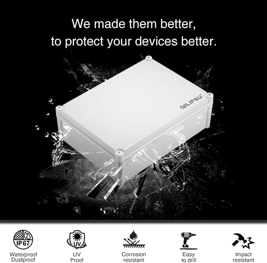 Junction Box with Mounting Plate 380x280x130mm ABS Plastic IP67 Waterproof Dustproof Enclosure Grey O742