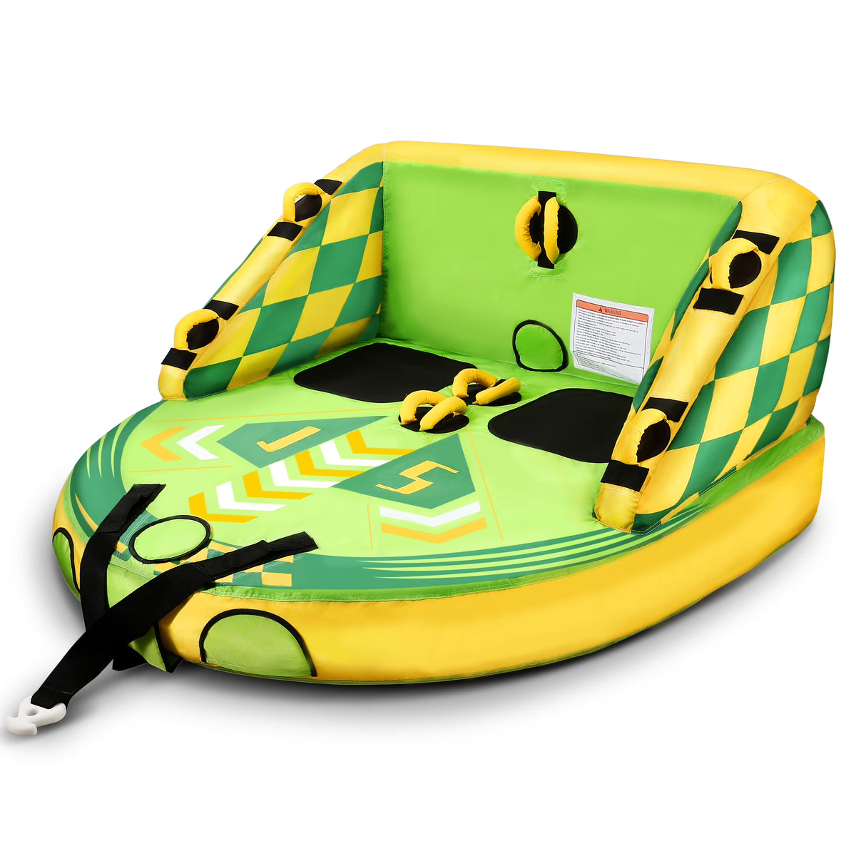 Green Inflatable Towable Tube with Foam Seats & Handles X710