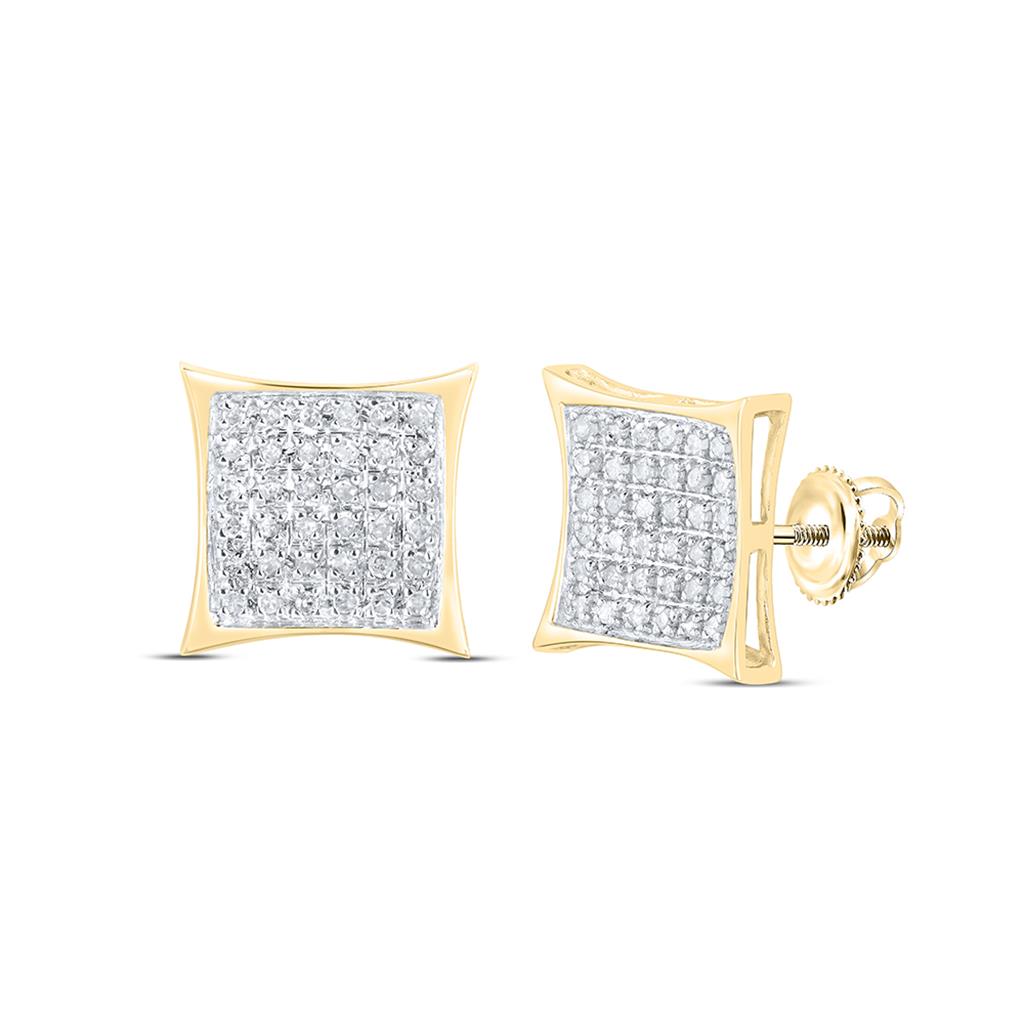 10kt Yellow Gold Diamond Cluster Earrings 1/6 Cttw W856
