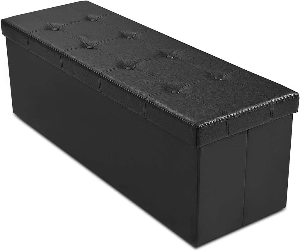 Faux Leather Storage Ottoman Bench with Padded Seat I645796
