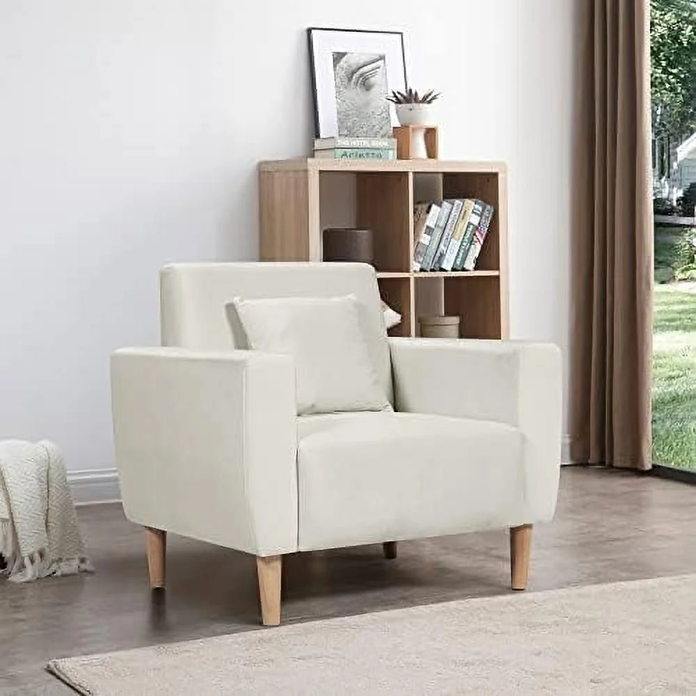 Gray Polyester Accent Chair with Toss Pillow M348