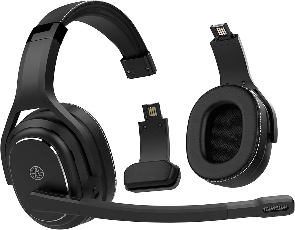 Black 2-in-1 Wireless Headset with Noise Cancellation L150