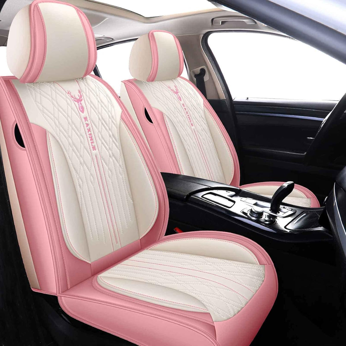 Red Leather Car Seat Covers 5 Seats Full Set Waterproof I82164