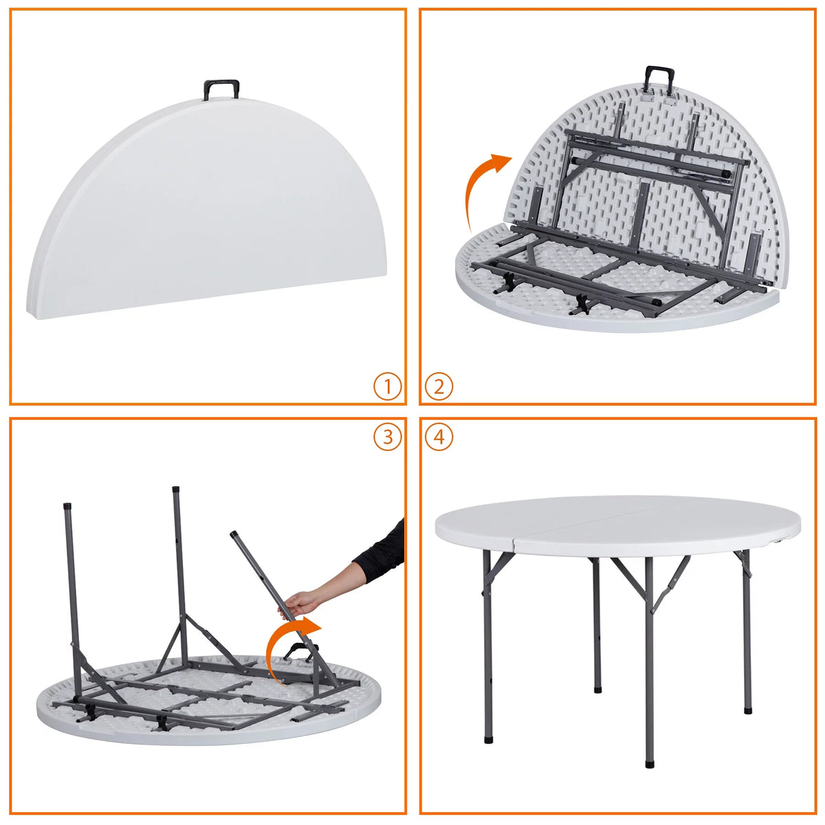Black Round Foldable Plastic Table P4153