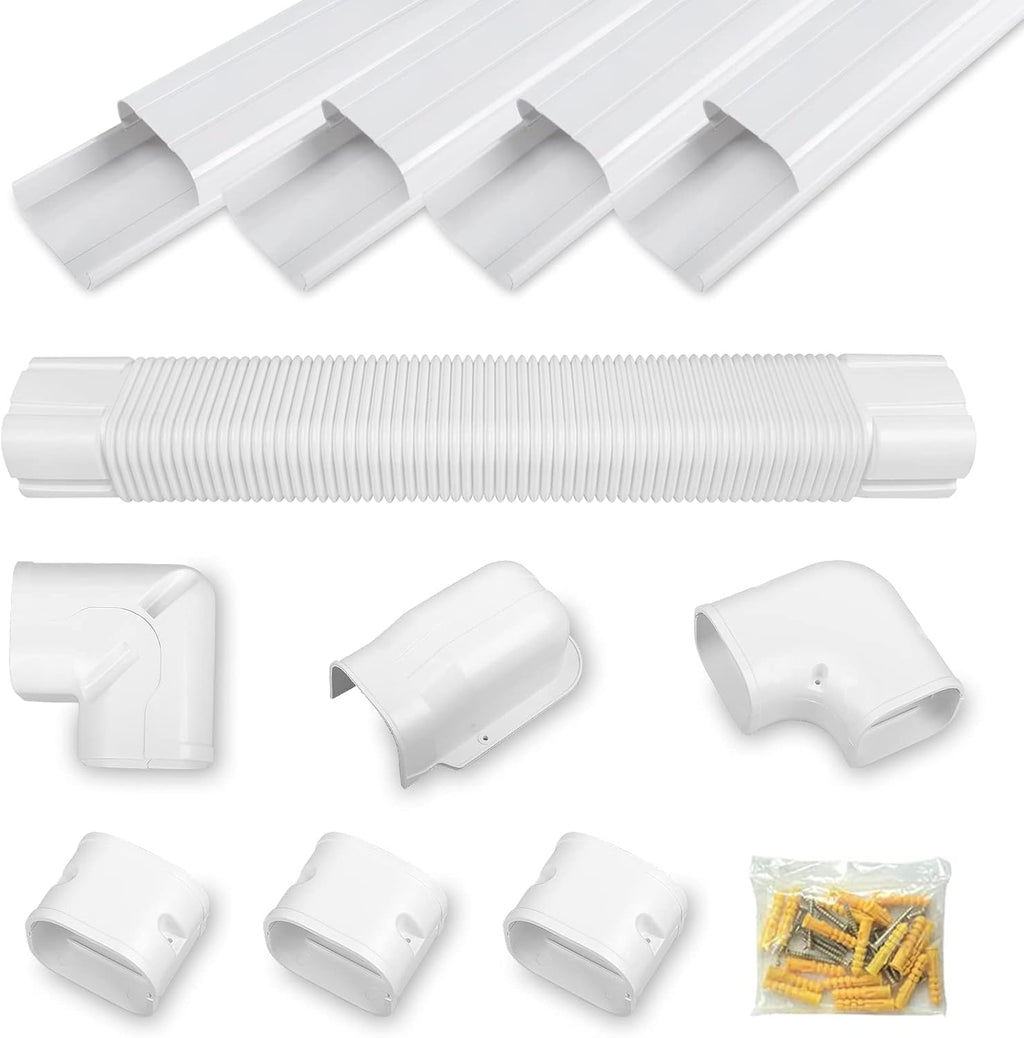 17Ft PVC Decorative Line Set Cover Kit for Ductless Mini Split Air Conditioners J6641