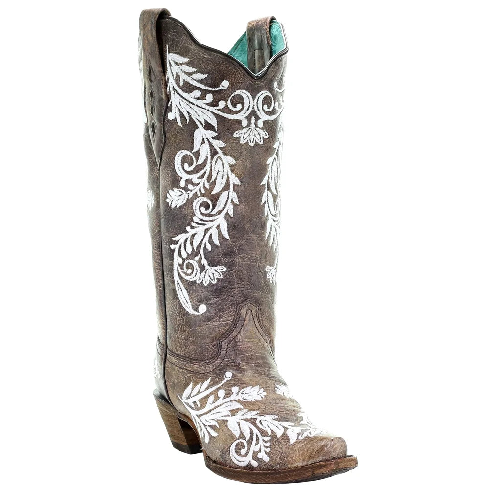 Glow In The Dark Studded Snip Toe Knee High Dress Boots S853733