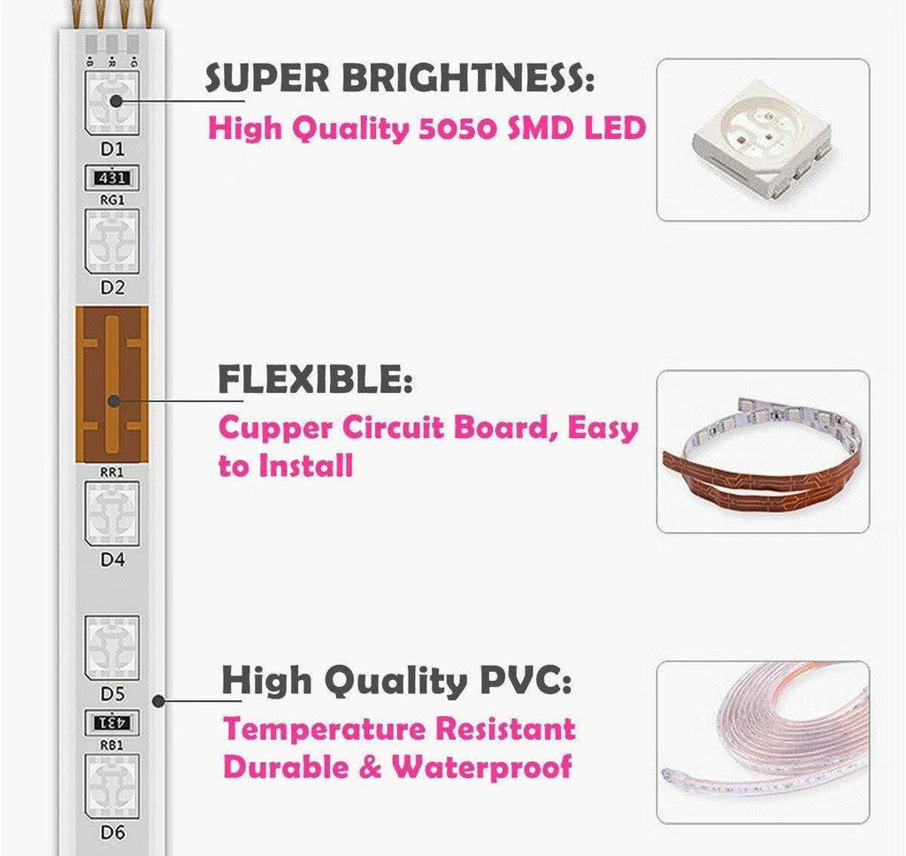 RGB LED Strip Light, Waterproof Multi Colors Dimmable SMD5050 LED Rope Light L659