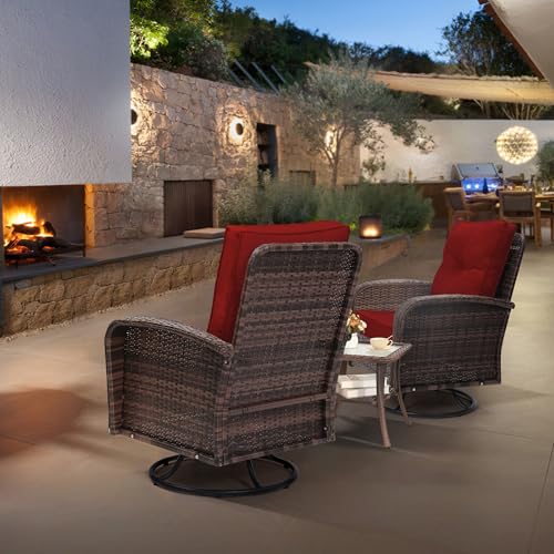3 Piece Rattan Wicker Bistro Set with Glass Top Table R695