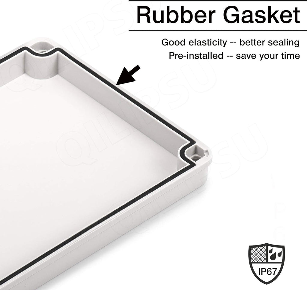 Junction Box with Mounting Plate 380x280x130mm ABS Plastic IP67 Waterproof Dustproof Enclosure Grey O742