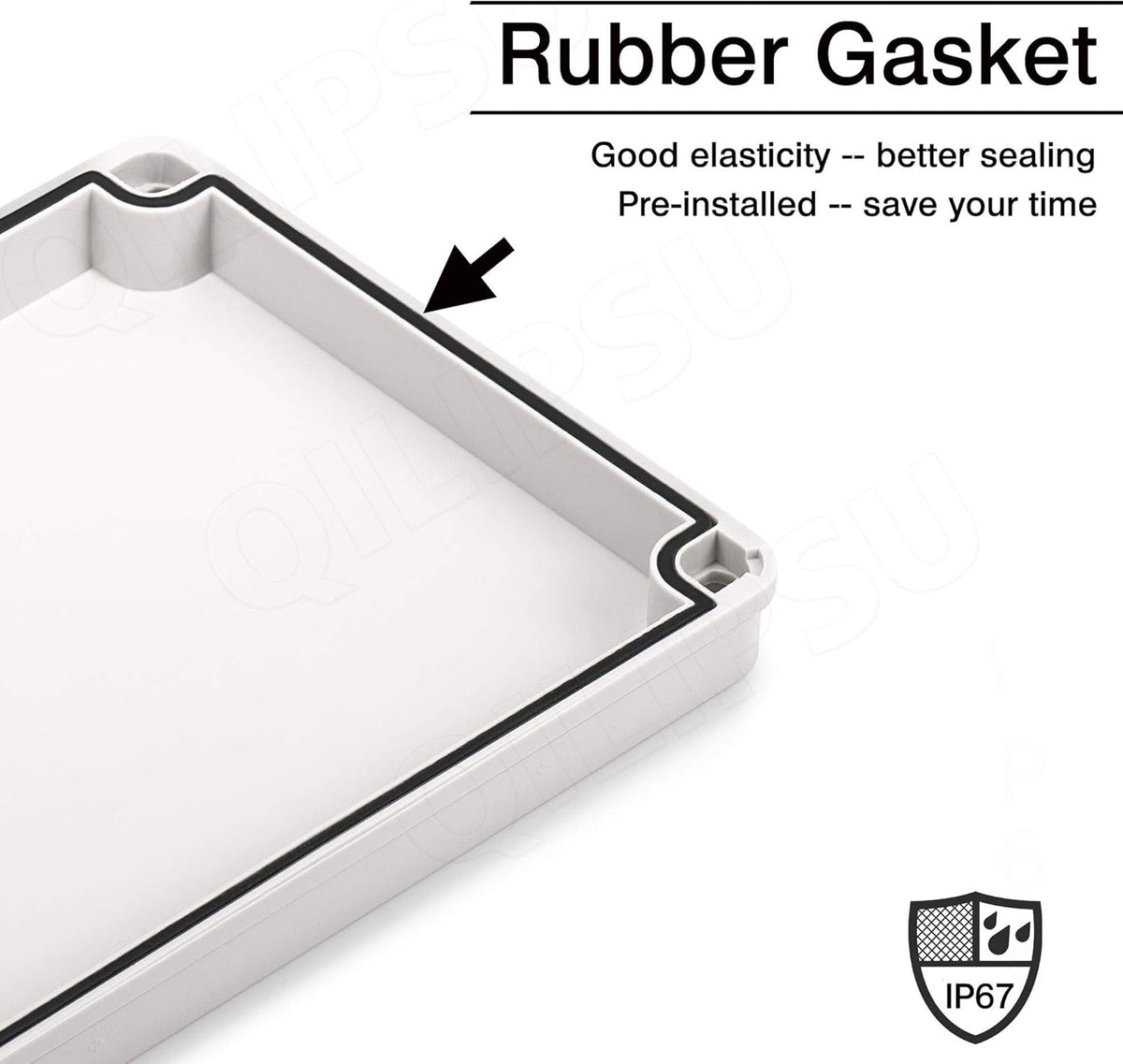 Junction Box with Mounting Plate 380x280x130mm ABS Plastic IP67 Waterproof Dustproof Enclosure Grey O742