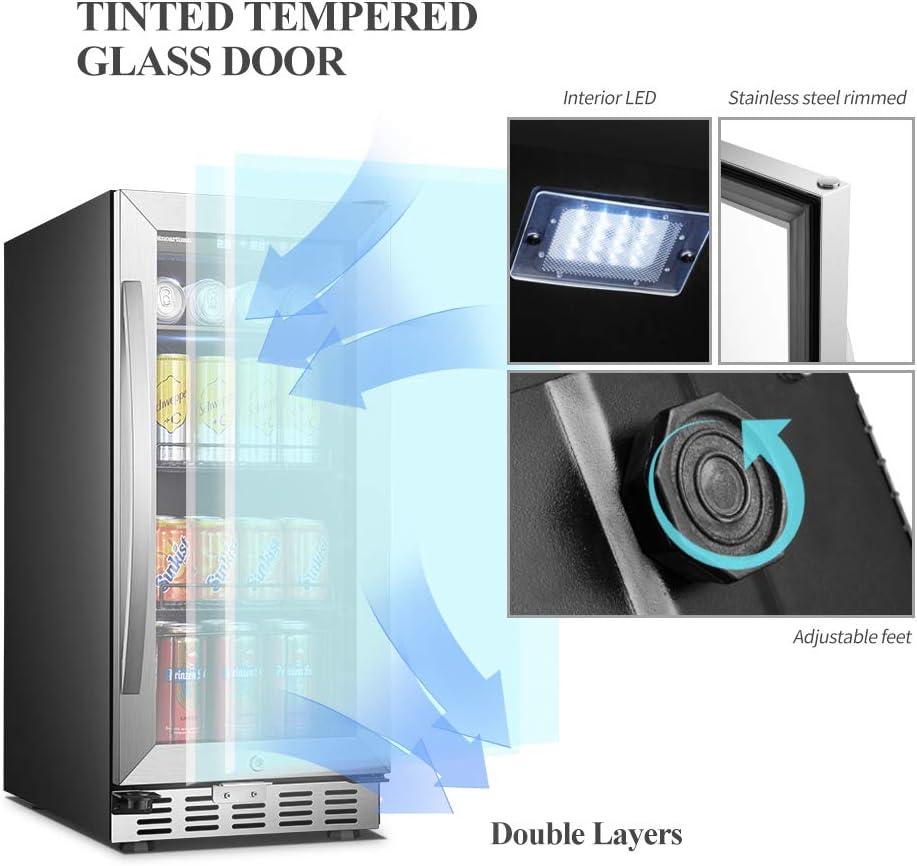 15 Inch Beverage Cooler Refrigerator with Glass Door F51073