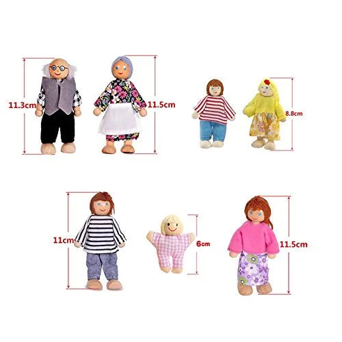 Wooden Dolls Playset Set of 7-Piece E545