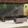 9 Piece Poly Rattan Patio Set with Cushions Dark Gray F4314
