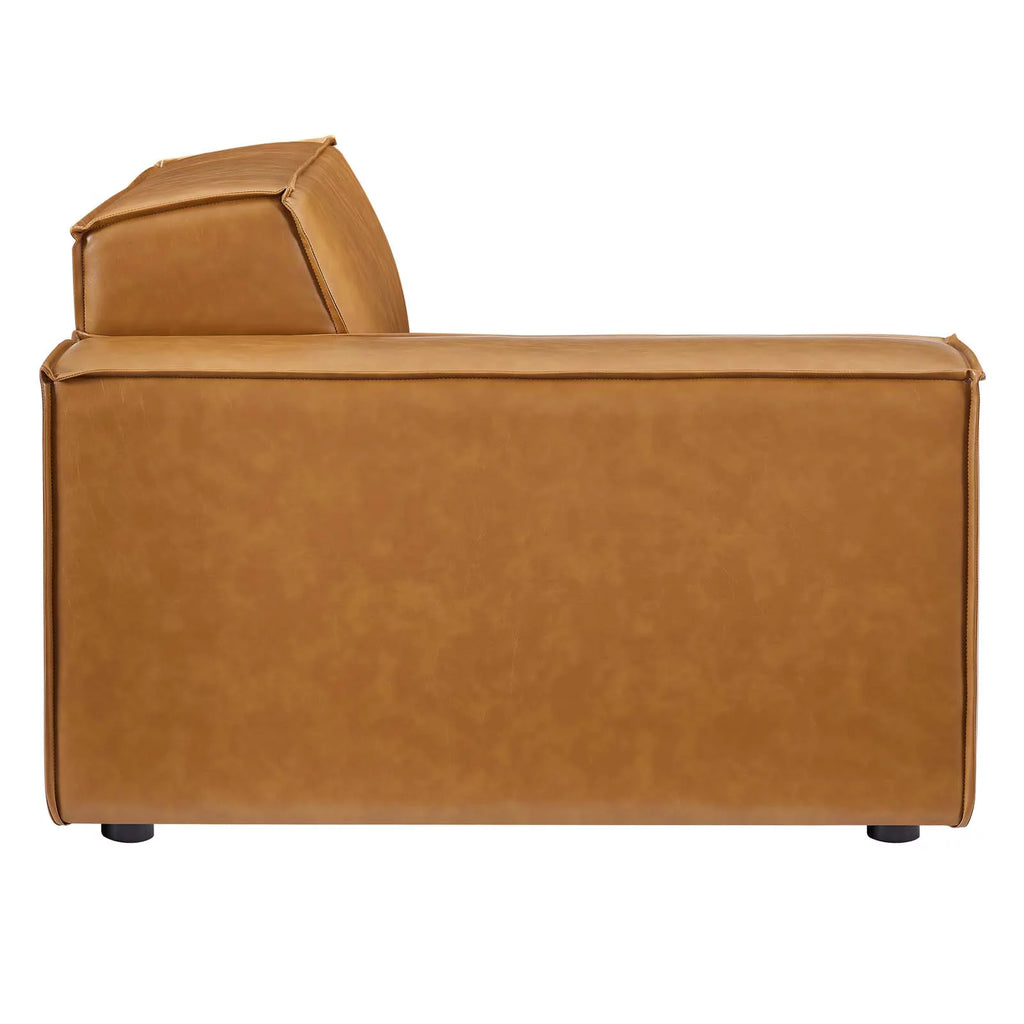 Tan 6-Piece Vegan Leather Sectional Sofa I79025